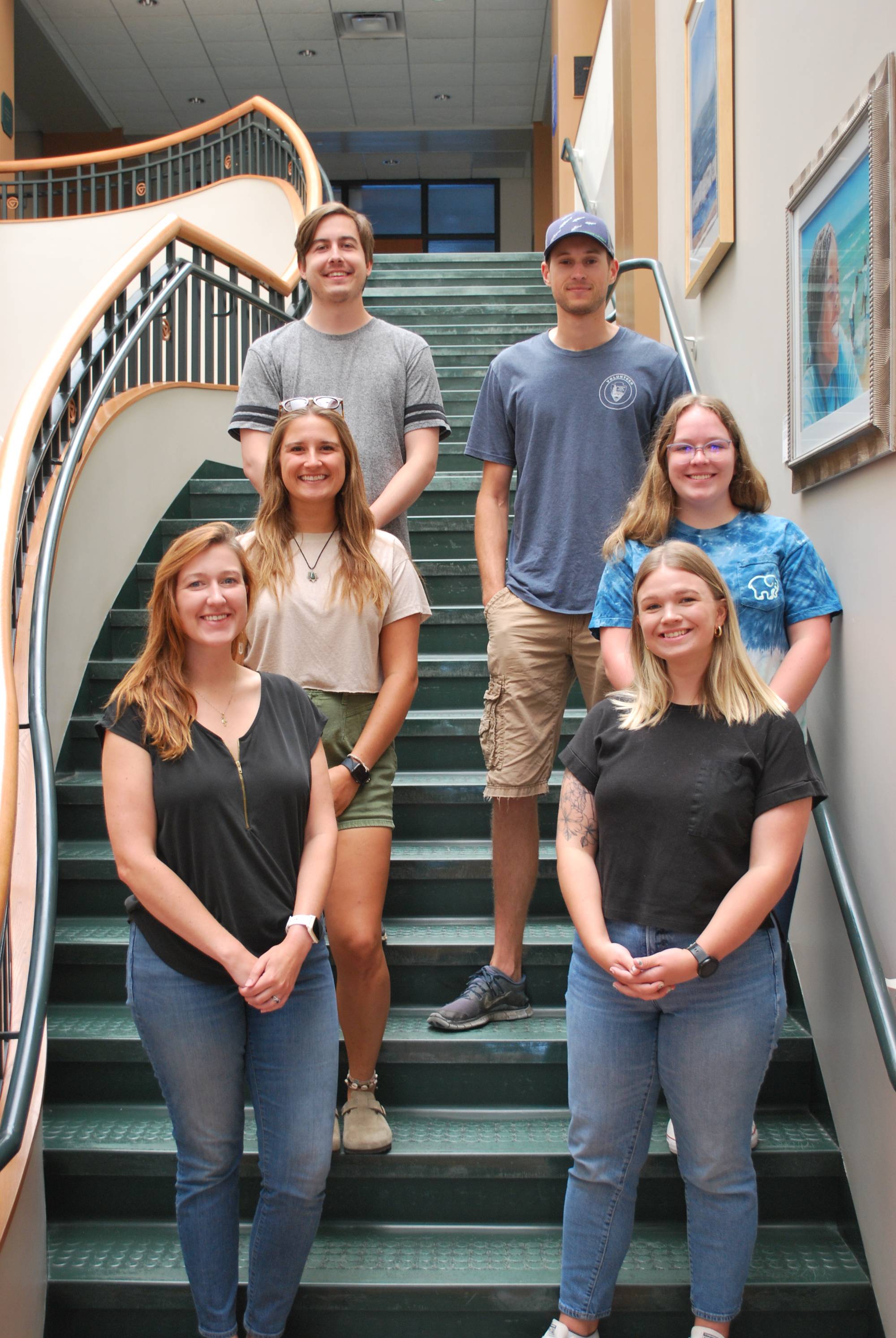 Six students pictured on stairs at AWRI